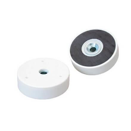 Pottemagnet i ferrit med hvidt kunststof og nedsÃ¦nket hul